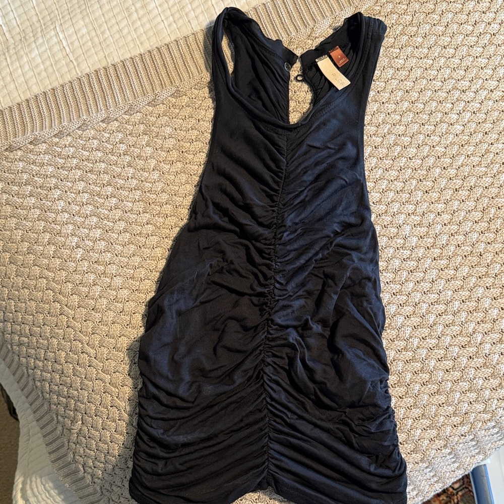 Pilcro Black Ruched Tank Top